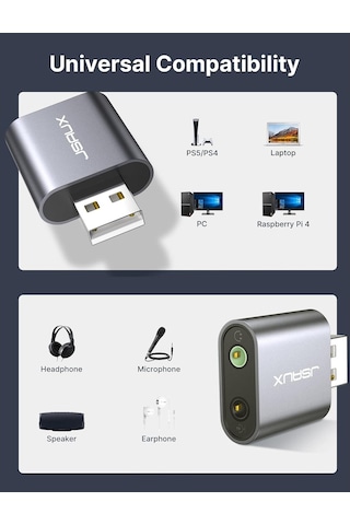 Jsaux Dm0003 Harici Ses Kartı Için Usb-a'dan 3,5 Mm'ye Çevirici Mikrofon Ve Ses Adaptör