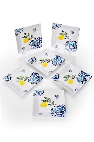 Piatti Naturali 6'lı Limon Tatlı Tabak Seti Sunum Servis Pasta 15 Cm