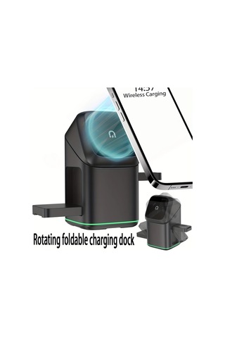 Topshop1 Siyah Manyetik Kablosuz Sarj Standi Otomatik Donebilen Hizli Sarj Istasyonu  Watch 10 9 8 7 6 5 Se Ultra İcin