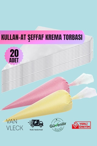 20 Li Kullan-at Krema Sıkma Torbası Pasta Süsleme Poşeti