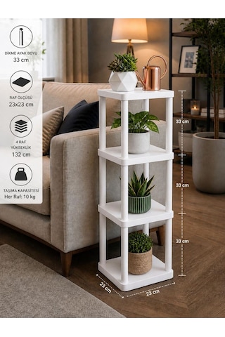 Sakura 4 Katlı Çiçeklik Saksılık Beyaz