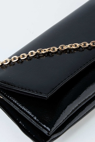 Vivaq Kadın Siyah Rugan Zarf Tasarım 2 Bölmeli Mini Zincir Askılı Çıt Çıt Kapama Clutch Ve El Çantası