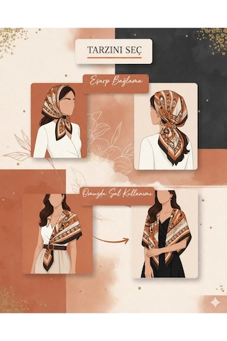 Tarzını Seç Siyah Zebra Fular / Bandana / Aksesuar / Eşarp 90x90 Cm