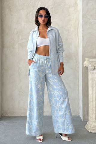 Verymoda Süzüne Nakışlı Pantolon F1927 Mavi