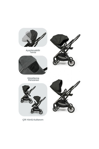Kanz Thunder Kolay Katlanabilen Travel Sistem Bebek Arabası Oreoblack