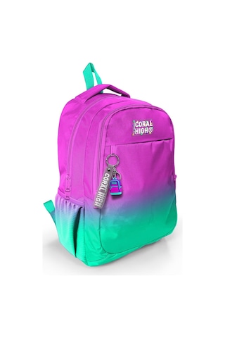 Coral High Kids Pembe Su Yeşili Renk Geçişli Üç Bölmeli Okul Sırt Çantası 23664
