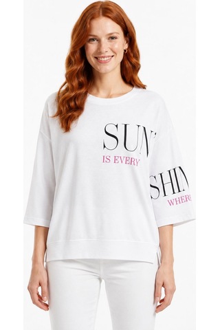 Neden Tekstil Kadın Beyaz Oversize Yazılı T-shirt