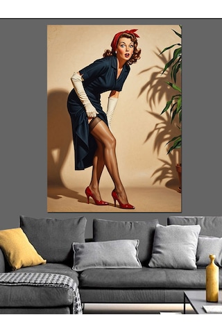 Ahşap Tablo Pin-up Kadın Seksi Poz Ünlü Tabloları