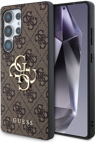 Galaxy Uyumlu S25 Ultra Kılıf Guess Lisanslı Pu Deri 4g Desenli Metal Büyük 4g Ve Logolu Kapak Kahverengi