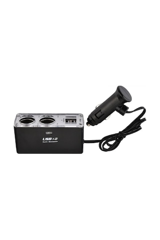 Araç Çakmaklık Çoğaltıcı 2 Li Usb Araba Çakmak Soket Çoklayıcı
