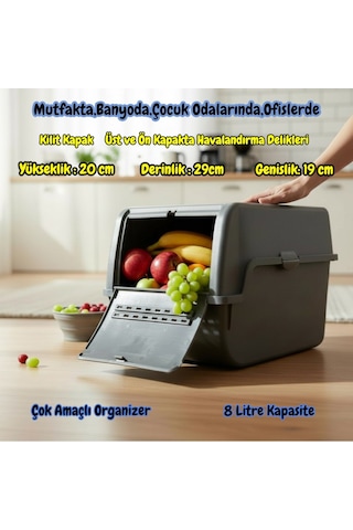 Technow Motek Mt-40 S-box 8 Litre Çok Amaçlı Organizer Düzenleyici Antrasit 1 Adet Gri