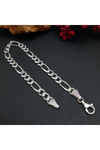 925 Ayar Gümüş Figaro Model Erkek Bileklik 5.5 Mm