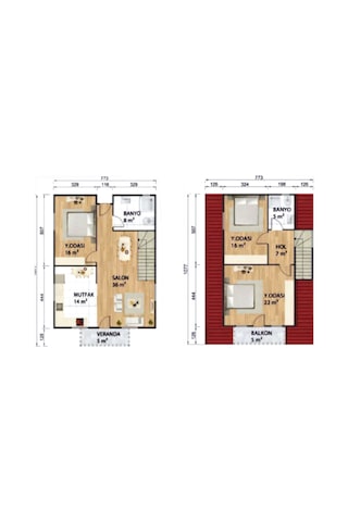 Ballife Prefabrik 134 M2 Standart Dubleks Prefabrik Konut