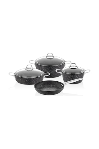 Falez Bln 3001 Black Line 7 Parça Granit Döküm Tencere Tava Seti