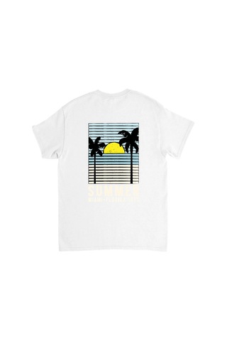 Paybuy Erkek Retro Nostalji Baskılı Tişört Miami Florida Temalı Günlük R Beyaz