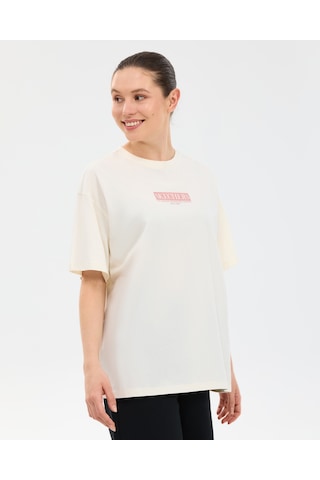 Skechers W Oversize Fit Graphic T-shirt Kadın Beyaz Tshirt S2610063-3855