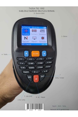 Tazga Tsc 1502-3 Kablosuz Barkod Okuyucu Ekranlı