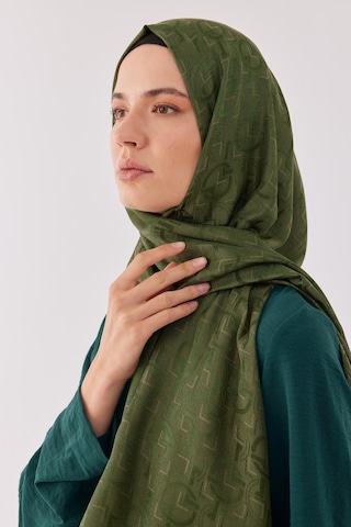 Mirsoy Scarf Daka Desen Parlak Jakar Şal - Yeşil Yeşil