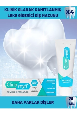 Clinomyn Temizle & Parlat Leke Giderici Jel Diş Macunu 4 x 75 ML