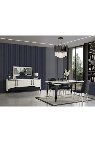 Yonca Yemek Odası Takımı Yemek Masası + 4 Adet Sandalye Beyaz