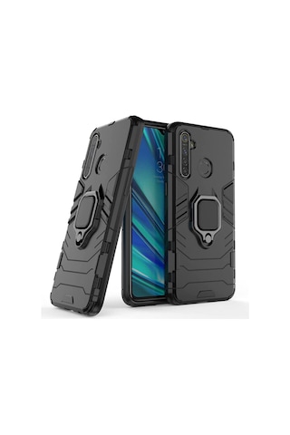 Realme 5 Pro Batman Serisi Yüzük Standlı Armor Kılıf - Siyah