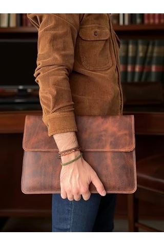 Hakiki Deri Apple Uyumlu MacBook Kılıfı 13-14 İnç Gerçek Deri Premium Apple Uyumlu MacBook Çantası, Apple Uyumlu MacBook Air, Apple Uyumlu MacBook Pro