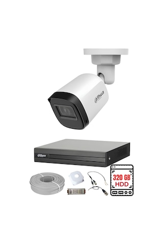 Fury Dahua 1 Kameralı Gece Görüşlü Su Geçirmez Full Hd Güvenlik Kamerası Seti 320gb