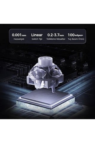 Gravastar Mercury V60 Manyetik Switch Gaming Klavye, Kablolu, İngilizce Q, Onyx Crystal