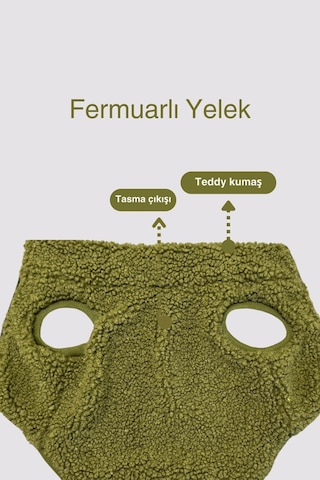 Köpek Kıyafeti - Fermuarlı Teddy Köpek Ceketi