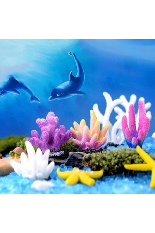 Sones 10 Pcs Simülasyon Reçine Mercan Akvaryum Balık Tankı Küçük Süsler, Renk: No. 8 Renkli