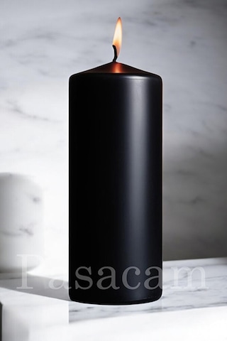 El İşçiliği Silindir Kütük Mum Lavanta Kokulu 30 Cm Uzunluk 10 Cm Genişlik Beyaz 30 Cm