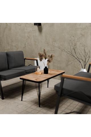 Mb Garden Furnıture Simetri Model, Balkon, Bahçe, Cafe, Metal Koltuk Takımı, Bahçe Takımı ,çay Seti,2+2 Sehpalı Süngerli Antrasit