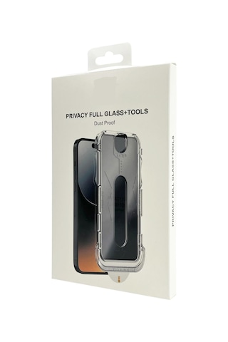 Apple Uyumlu iPhone 12 Pro Max Kolay Uygulama Aparatlı Dust Proof Privacy Temperli Hayalet Cam Ekran Koruyucu Siyah