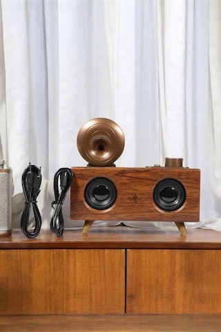 Znv Zenvia Mey İthalat Bluetooth Hoparlör Ahşap Klasik Retro Gramofon Bluetooth Müzik Kutusu Znv2025 Cmn