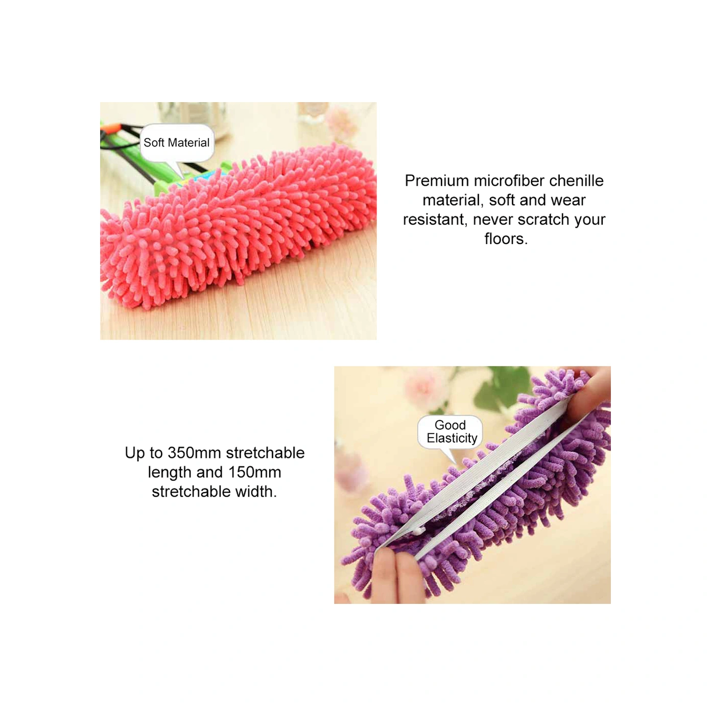 Yunboo Mor Mikrofiber Chenille Temizlik Ayakkabı Kılıfı - Yıkama Eliptir, Kolay Kullanim, Su Absorpsiyonu İyi, Tek Adet