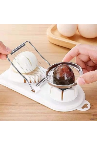 Kırmızı Çok Fonksiyonlu Yumurta Dilimleme Paslanmaz Çelik Dilimleme Fantezi Splitter Yumurta Kesme Aleti Ev Iki Bir Yumurta Kesici Mutfak Aletleri Kırmızı