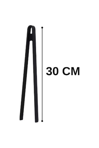 Siyah Silikon Pratik Cımbız Maşa Pişirme Cımbızı Çelik Maşa 30cm Profesyonel Şef Cımbızı Silikon