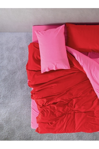 Cozy Home Popping Colors Çift Kişilik Lastikli Çarşaflı Nevresim Takımı Sage Kırmızı-fuşya Kırmızı