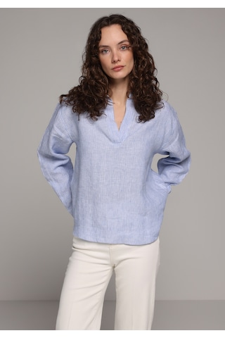 Colin's Colins Fashion Fit Shirt Neck Çizgili Kadın Mavi Uzun Kol Gömlek Cl1078997 Q1.v1 Ble