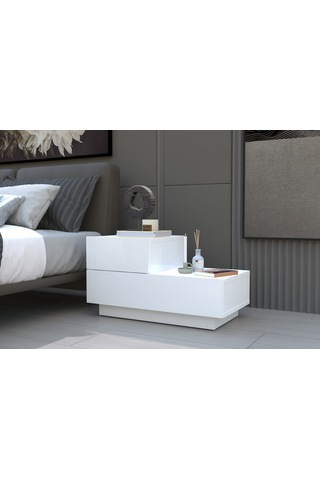 Kayra Kmd002 Led Işıklı Komodin 2 Çekmeceli Modern Tasarım Beyaz