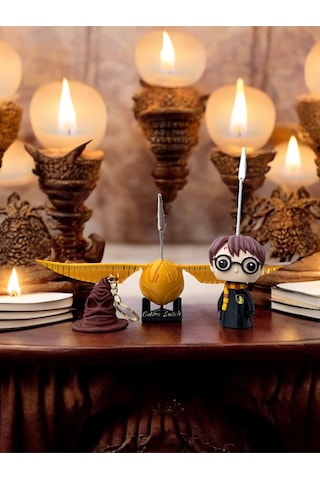 Harry Potter Temalı Not Tutacağı - Seçmen Şapka Anahtarlık - Snitch Ve Hareketli Kafa Harry Tutacak Çok Renkli