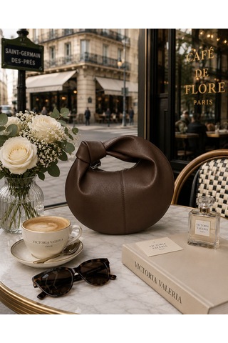 Housebags Masion Rose New Trend El Çantası Acı Kahverengi