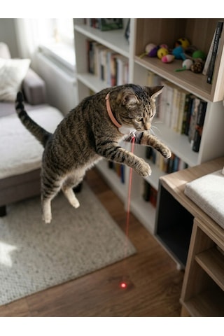 Otomatik Lazerli Kedi Tasması - Şarjlı İnteraktif Kedi Oyuncağı