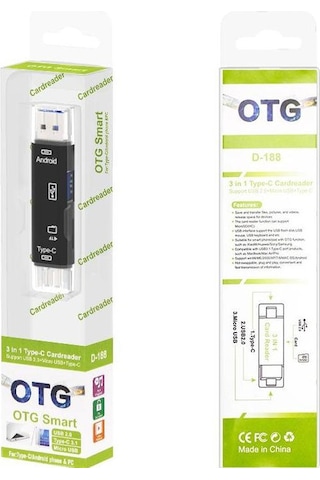 Type-C ve Micro Usb Otg Usb Kart Micro Sdhc Sd Tf Kart Okuyucu