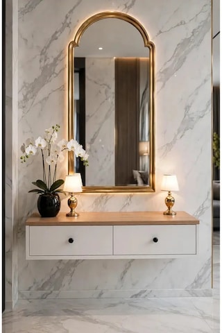 Modern Mdf Beyaz 2 Kapaklı Makyaj Masası - Dresuar Beyaz Safir Meşe