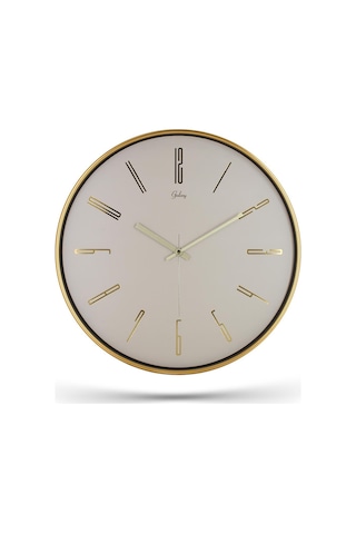 Gold Bej Kadran Rakamlı Duvar Saati 43 Cm