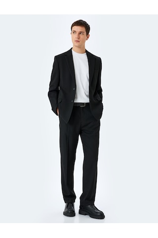 Koton Slim Fit Viskon Karışımlı Cepli Pike Kumaş Mono Yaka Düğmeli Blazer Ceket Siyah 5sam50008hk Siyah