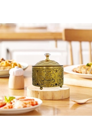 Tongxida Bosphorusboutique Yuvarlak Şekerleme Saklama Ramazan Kapaklı Kabı Homyl Altın Vu Altın Altın