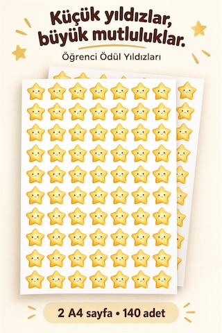 140 Adet Yıldız Şeklinde Öğrenci Ödül Etiketi Motivasyon Ve Başarı Sticker Seti Çok Renkli