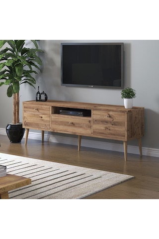 Mbes Mobilya Beyza Ahşap Ayaklı 140 Cm Atlantik Çam Tv Sehbası